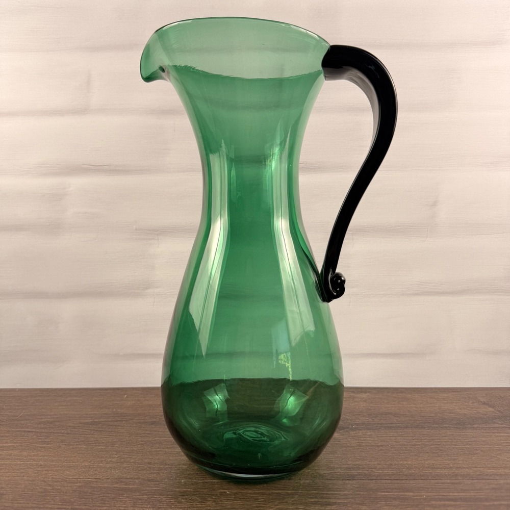 Blenko 569P Pitcher Nile Green Glass Wayne Husted Mid Century Modern